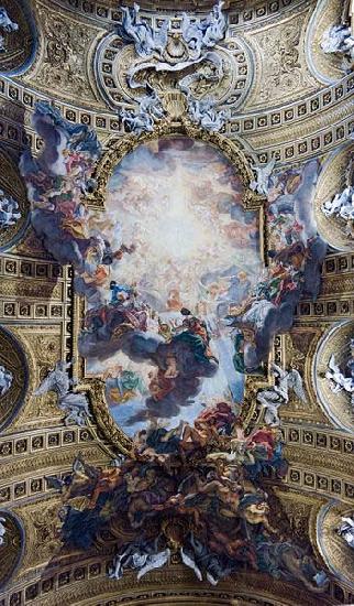 Giovanni Battista Gaulli Called Baccicio The Worship of the Holy Name of Jesus, with Gianlorenzo Bernini, on the ceiling of the nave of the Church of the Jesus in Rome. Spain oil painting art